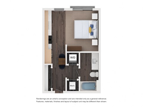 Floor plan for studio, 1 bath, 450 sqft